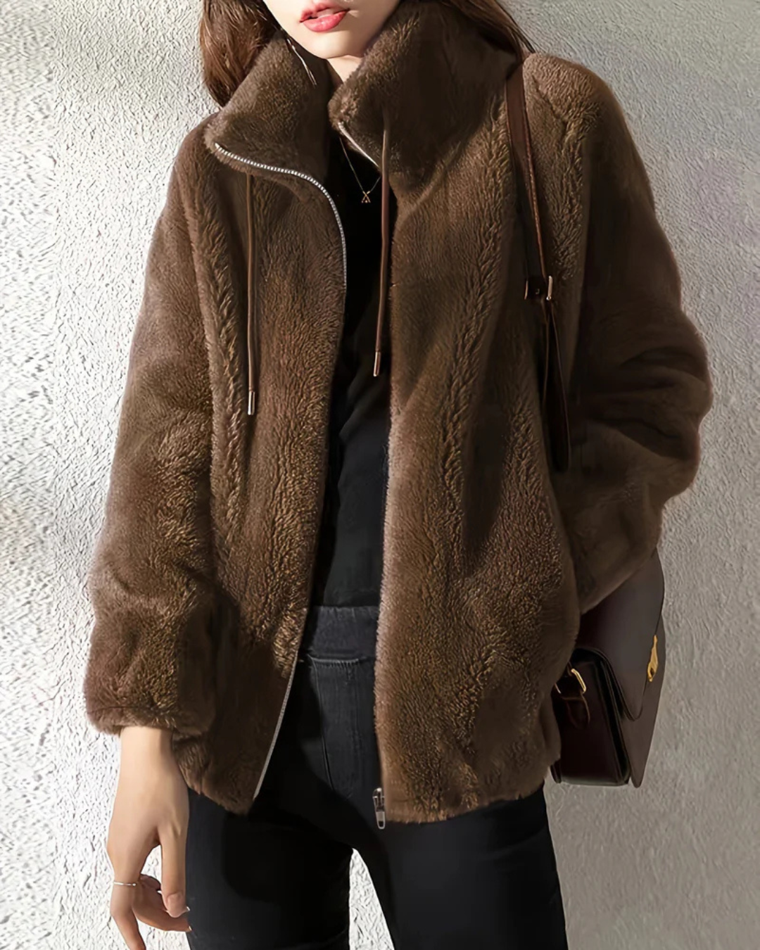 Rose Relaxed-Fit Avelora Cozy Zip Jacket | Effortless Warmth Meets Everyday Style