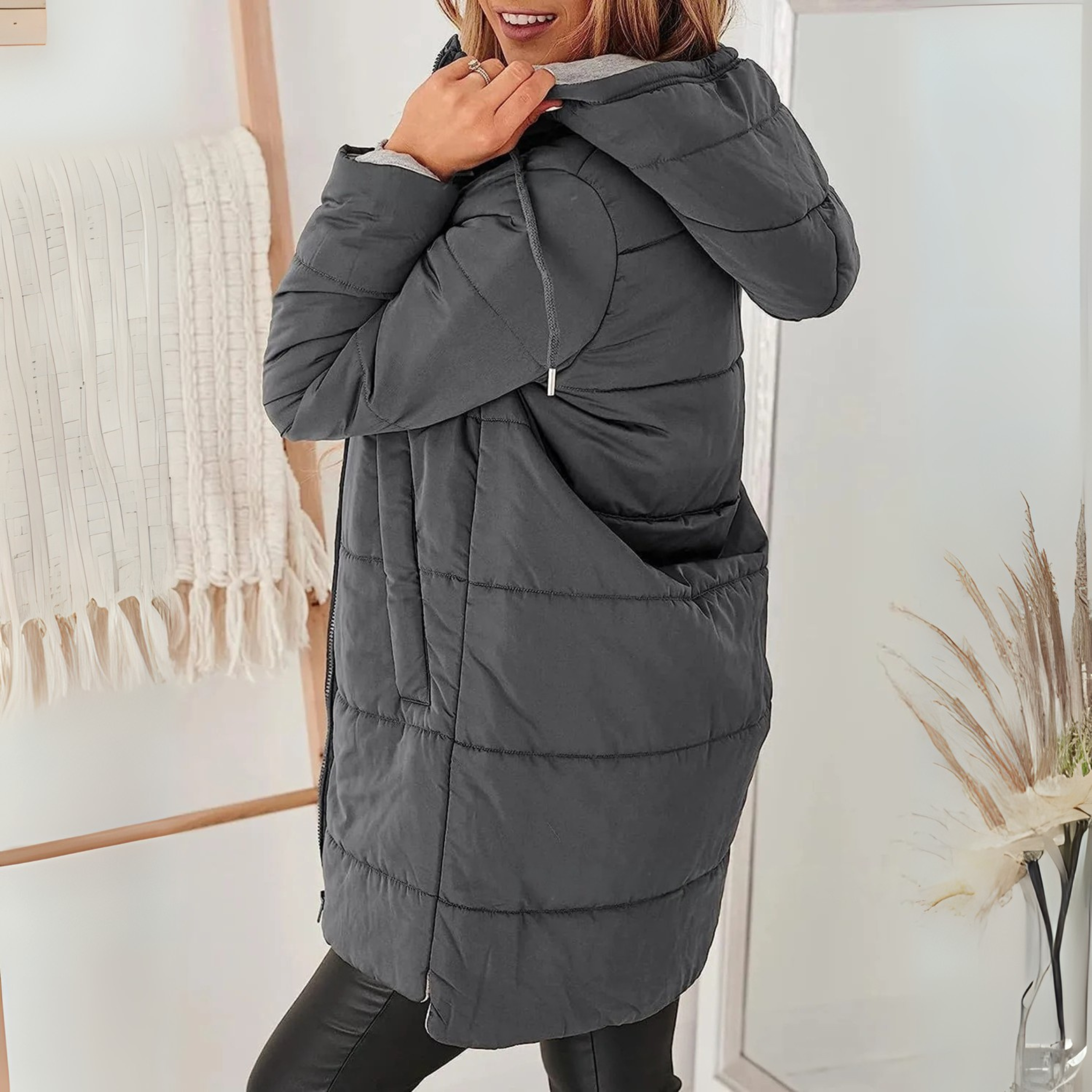 Rose Ainsley Hooded Puffer Down Jacket Cozy Warmth with Modern Elegance