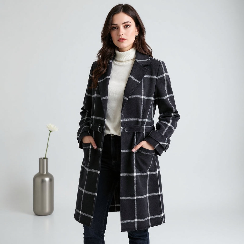 Rose Retro Lapel Black Tweed Coat | Vintage Elegance Meets Modern Strength