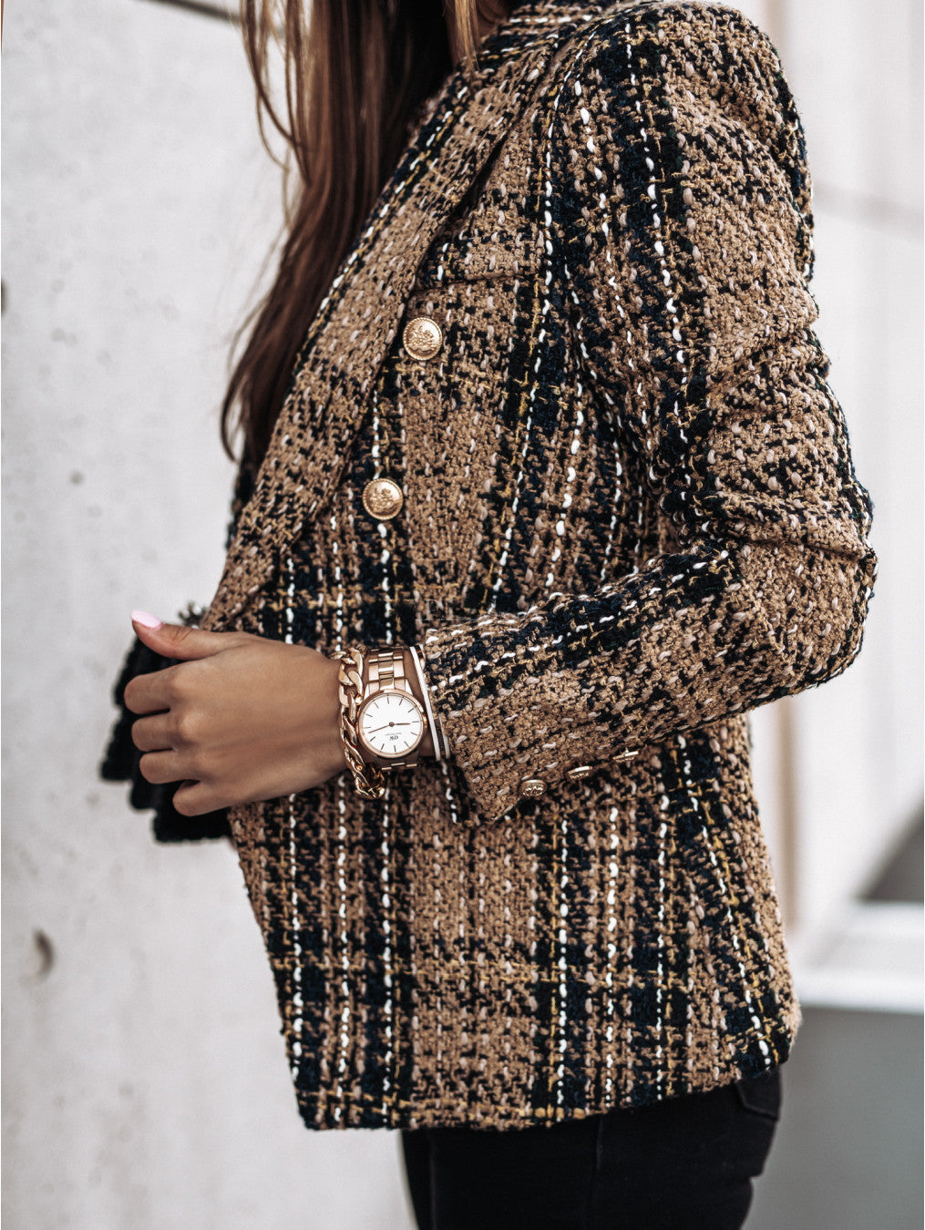 Rose Retro Luxe Tweed Blazer | Timeless Elegance with Modern Confidence