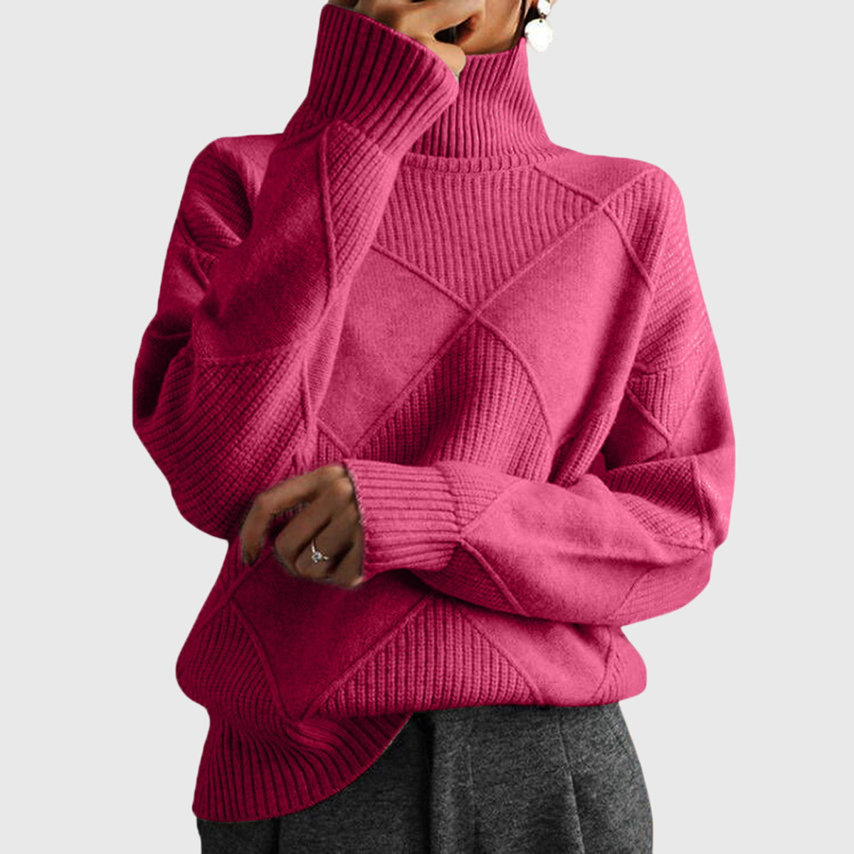 Rose Elegant-Fit Angela Turtleneck Sweater | Sophisticated Warmth Timeless Style