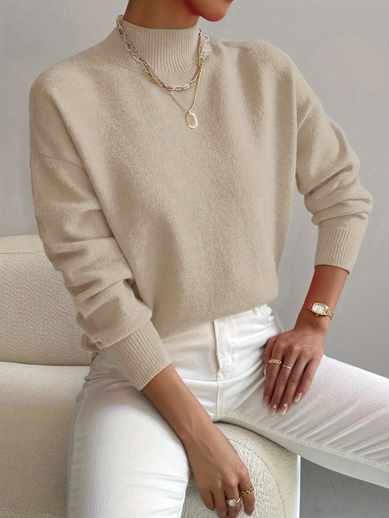 Rose Elegant Relaxed-Fit Turtleneck | Cozy Everyday Sophistication