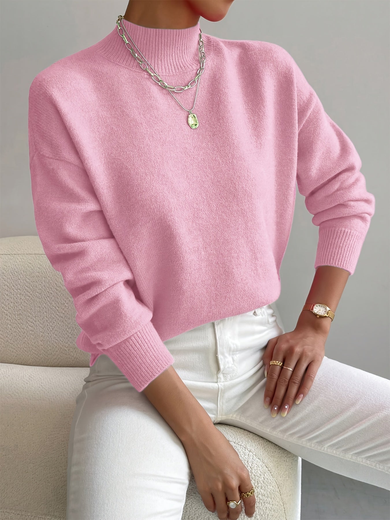 Rose Elegant Relaxed-Fit Turtleneck | Cozy Everyday Sophistication