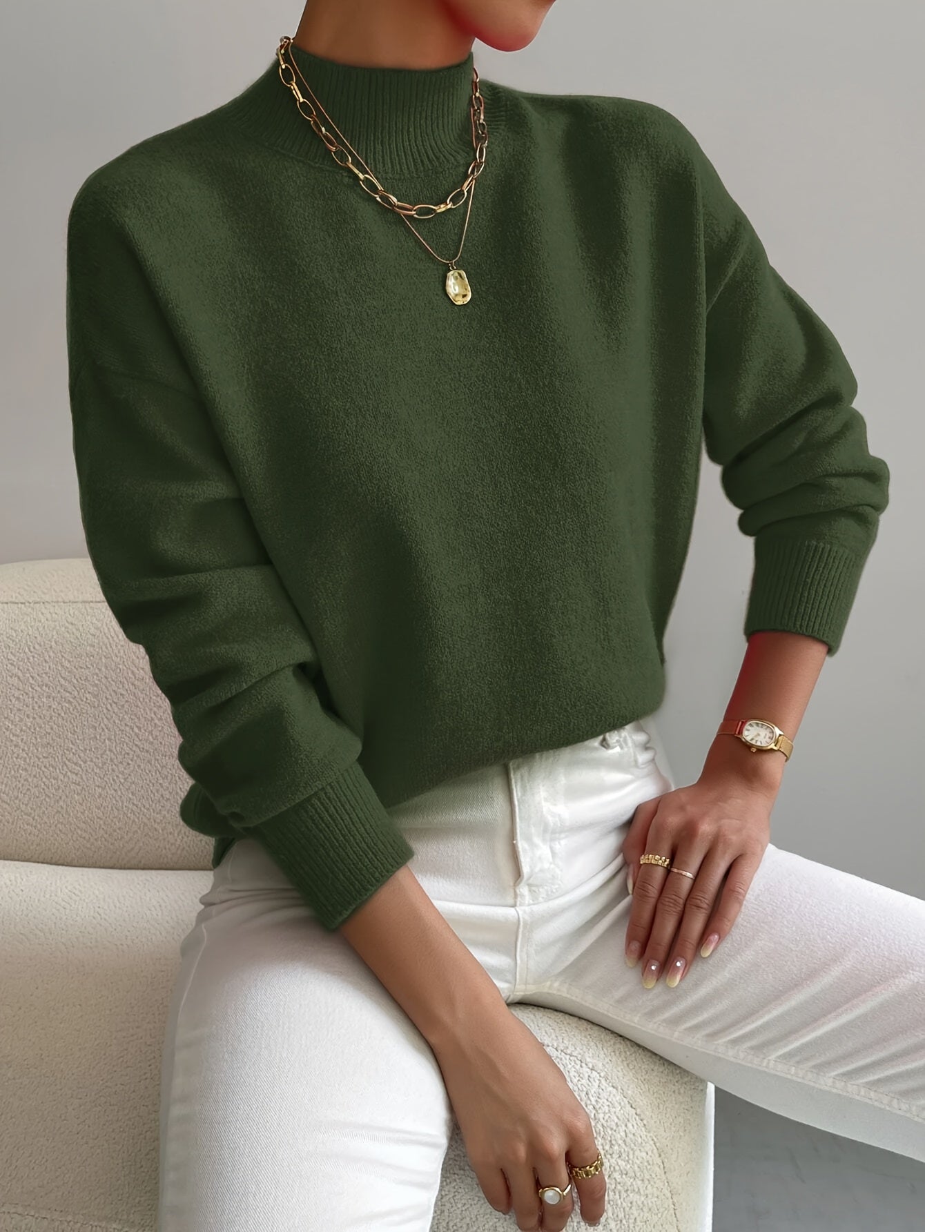 Rose Elegant Relaxed-Fit Turtleneck | Cozy Everyday Sophistication
