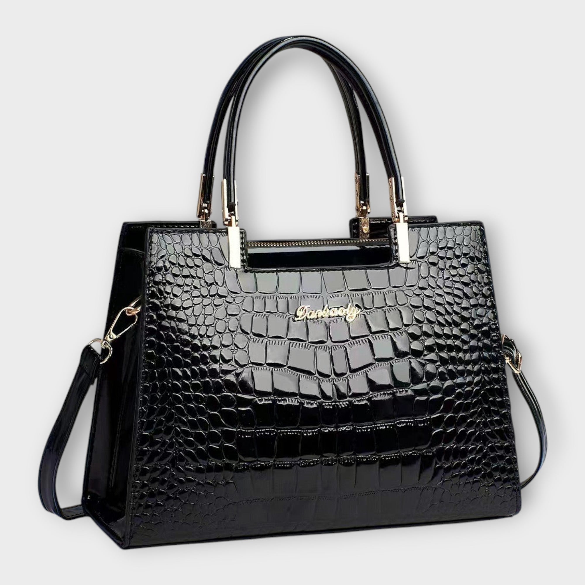 Olivia - Glossy Crocodile Pattern Handbag