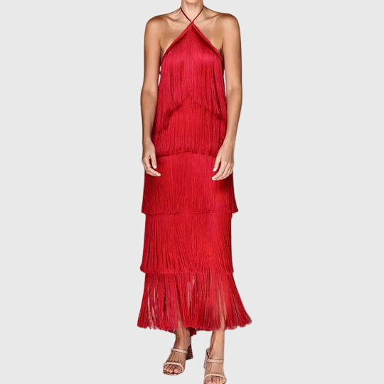 Elegant Slim-Fit Tassel Dress | Sophisticated Statement Style