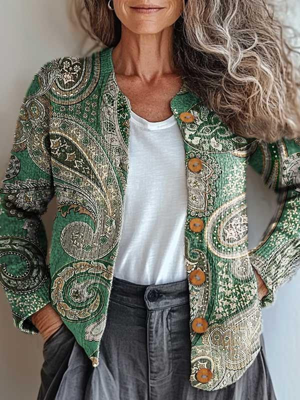 Selma Chic Green Paisley Cardigan