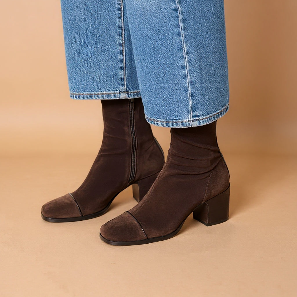 Rose Square Toe Heeled Boots | Elegant Style with Everyday Comfort