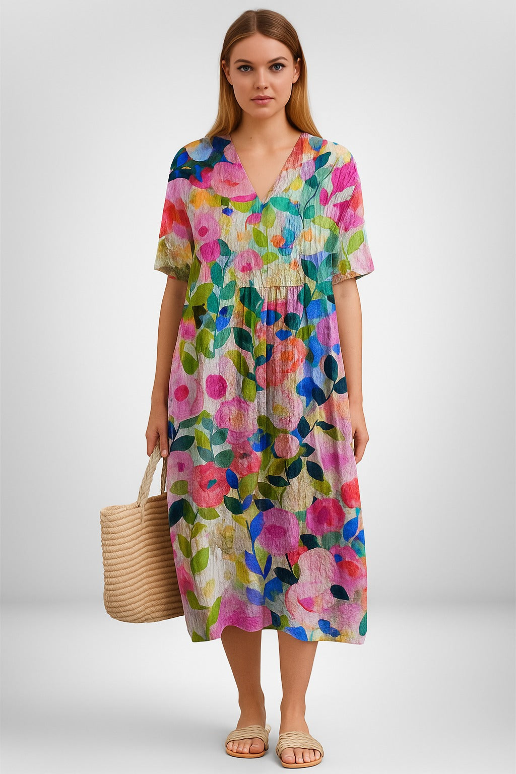 Vintage Relaxed-Fit Floral Dress | Effortless Summer Elegance