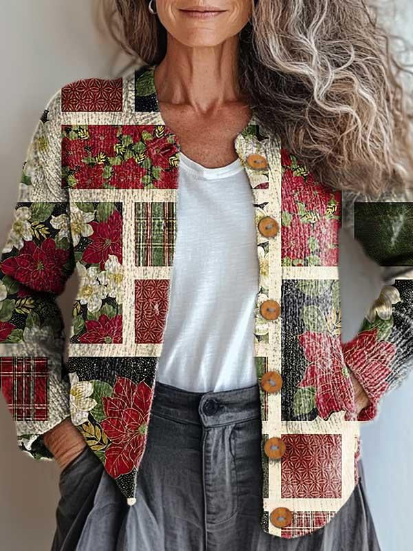 Noelle Festive Patchwork Cardigan