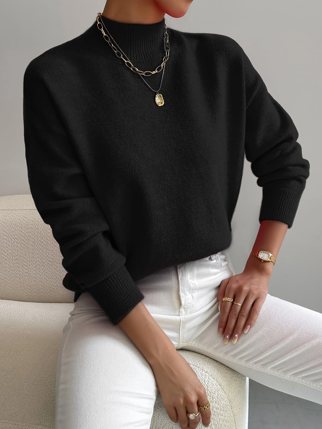 Rose Elegant Relaxed-Fit Turtleneck | Cozy Everyday Sophistication